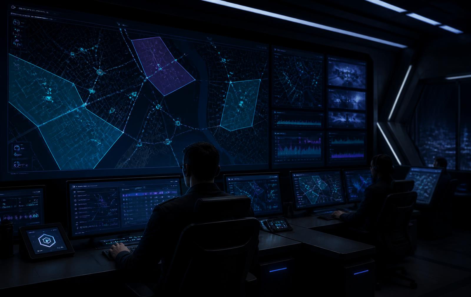 Central de monitoramento de frota com mapas, cercas virtuais e indicadores em tempo real